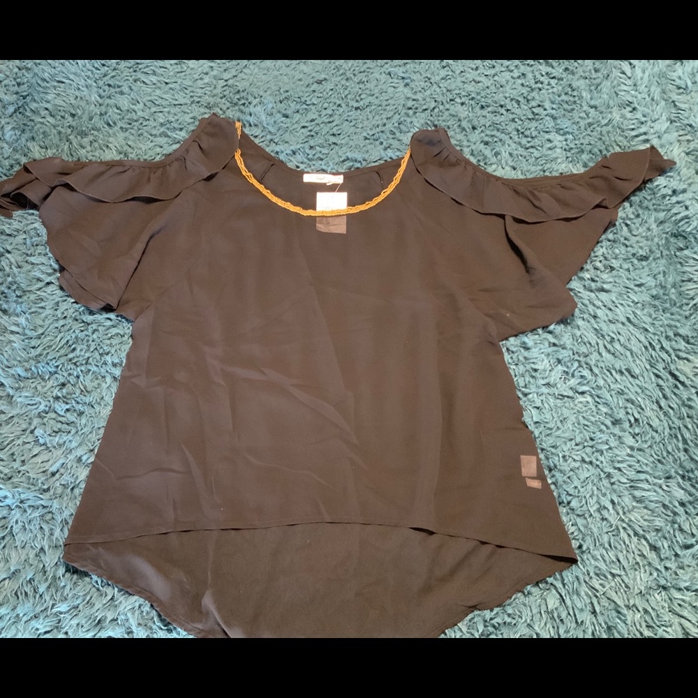 Beaded Ruffle Split Sleeve Top - Picture 2 of 5